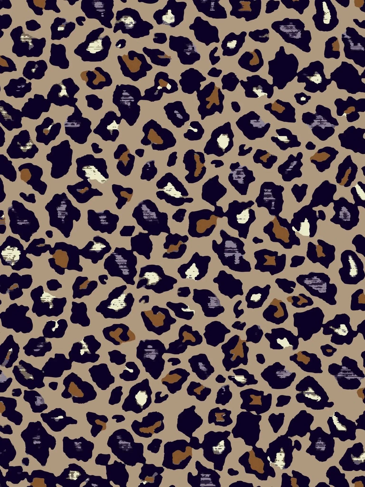 Autumn leopard print fabric with brown and black spots on a tan background.