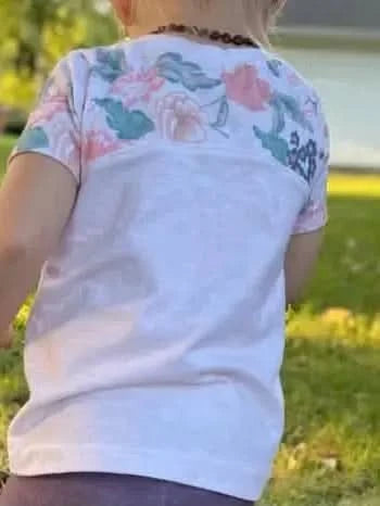 Cream heather fabric with a blush floral coordinate print.