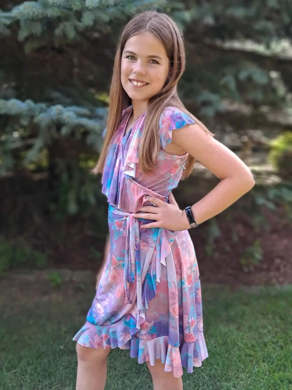 Purple glass flowers fabric with a vibrant, multicolored floral pattern.