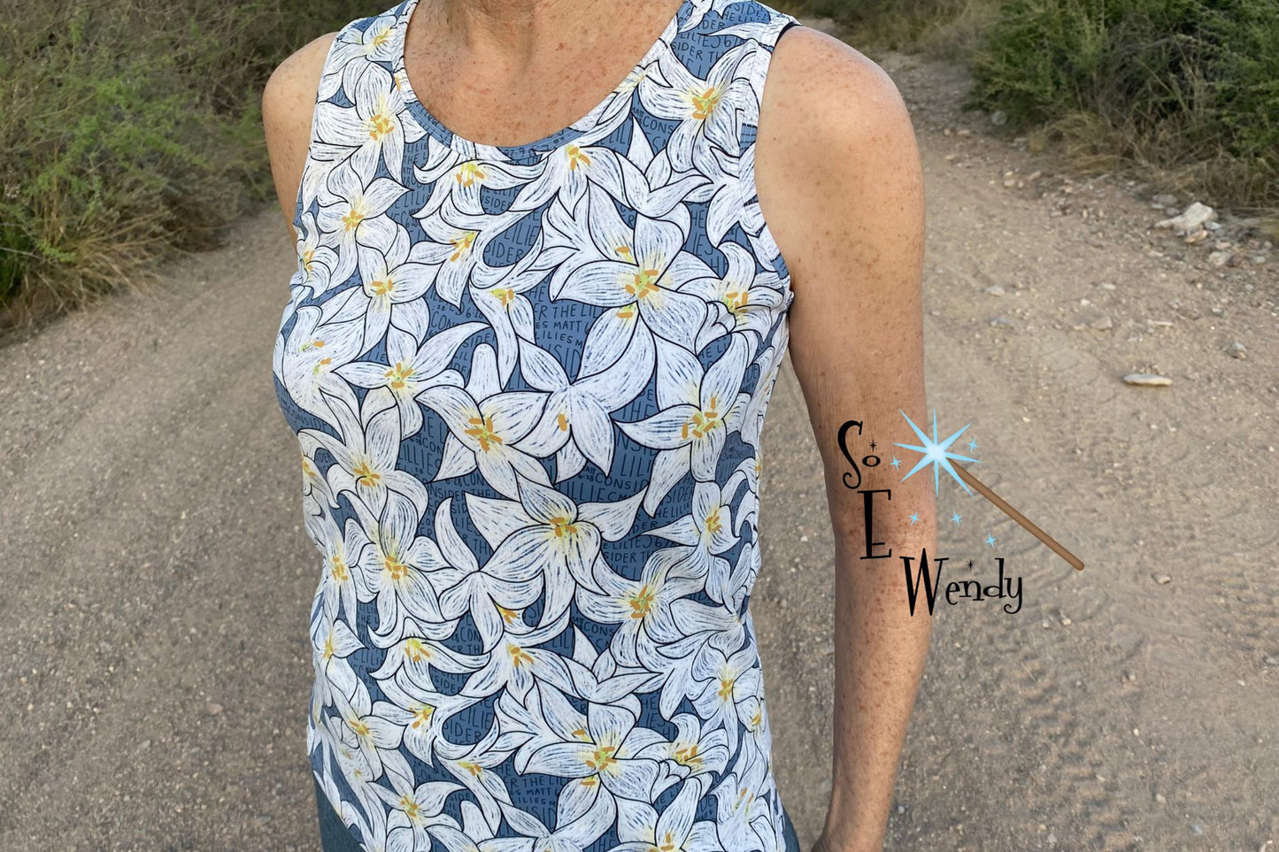 Lilies in Blue Fabric Fabric - WayMaker Fabrics