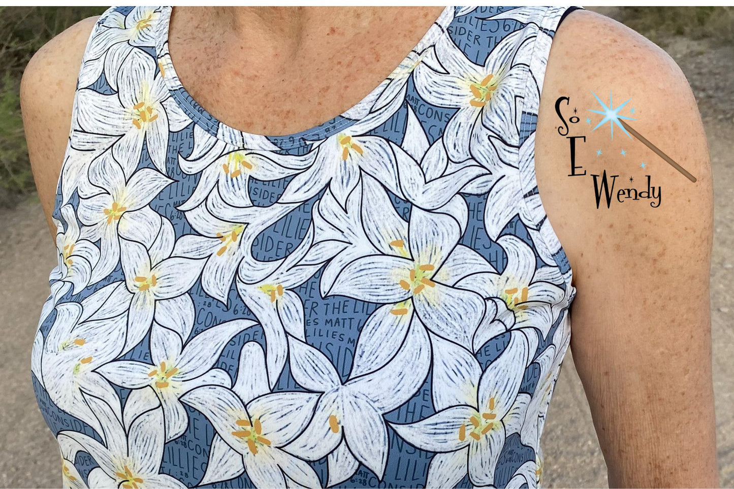 Lilies in Blue Fabric Fabric - WayMaker Fabrics