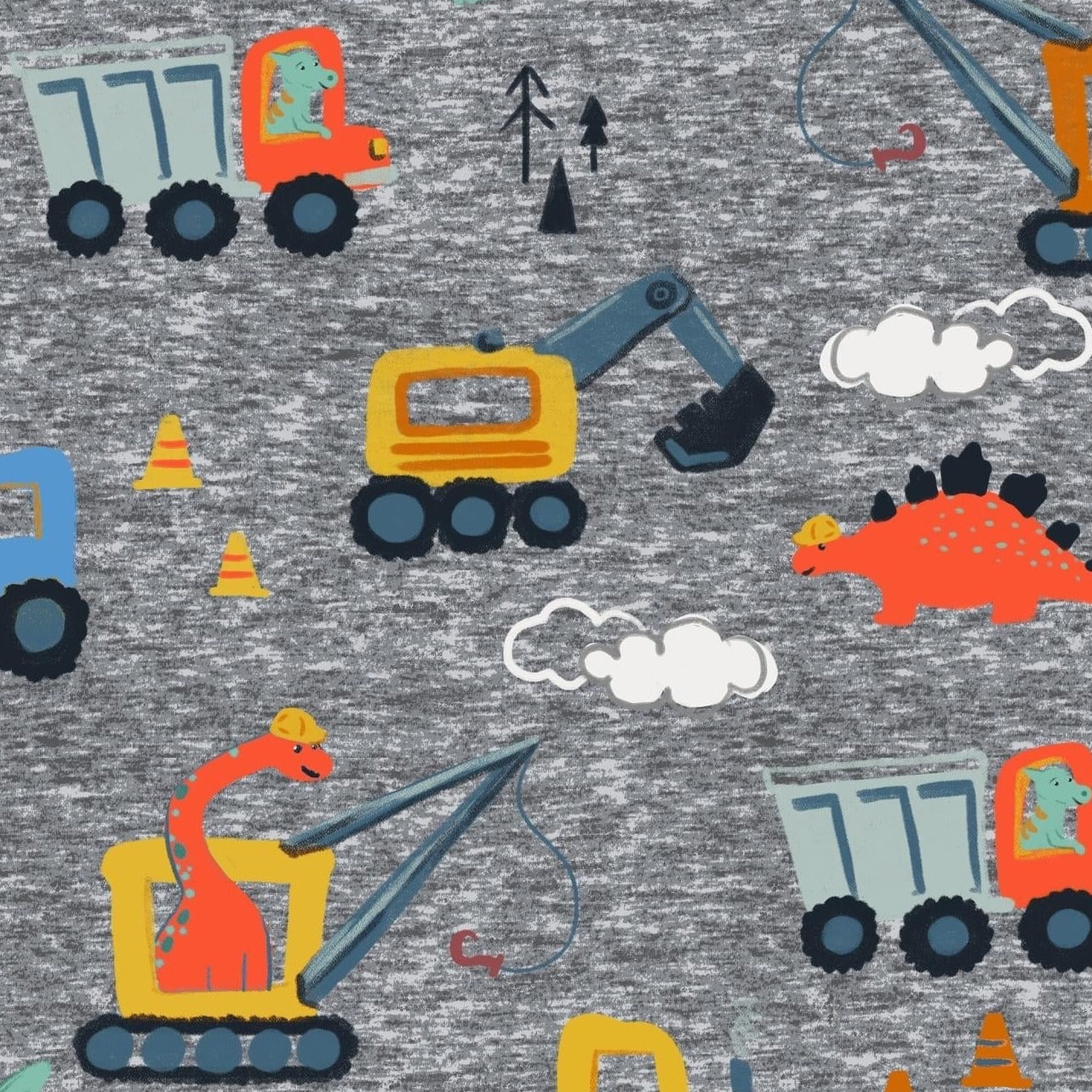 Construct-O-Saurus Fabric in Gray - WayMaker Fabrics