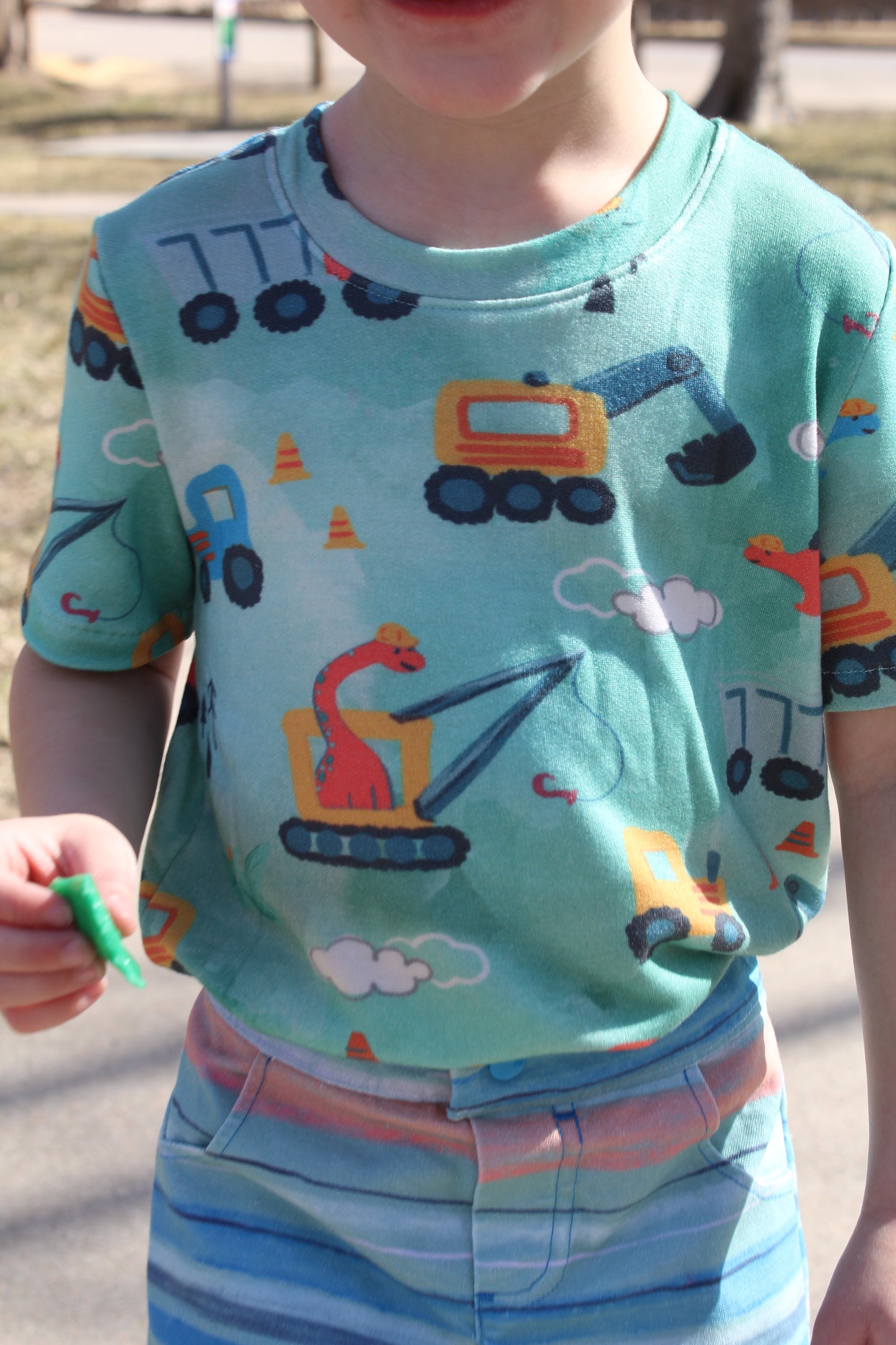 Construct-O-Saurus Fabric in Green - WayMaker Fabrics