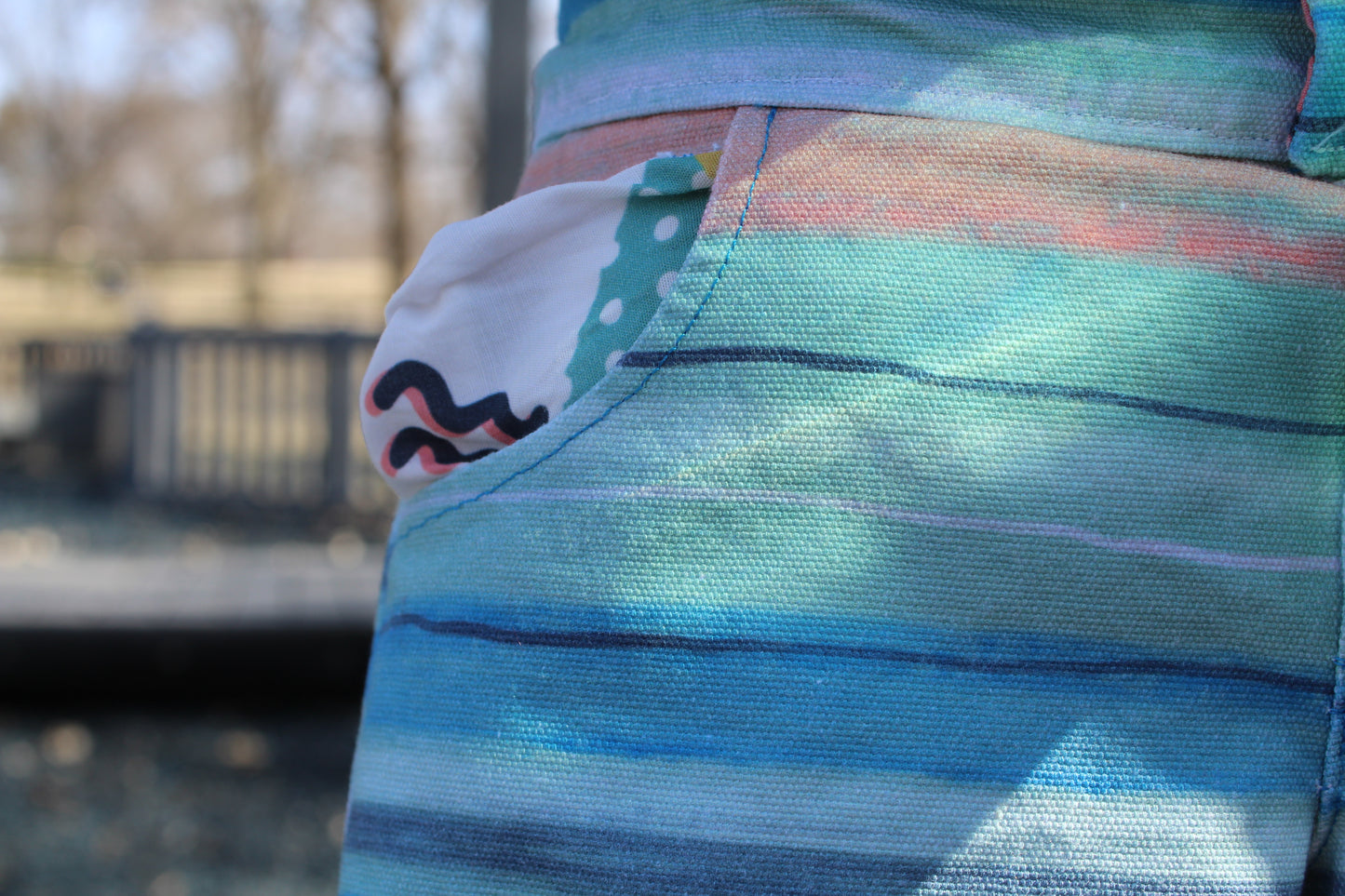 Watercolor Lines in Green Fabric - WayMaker Fabrics