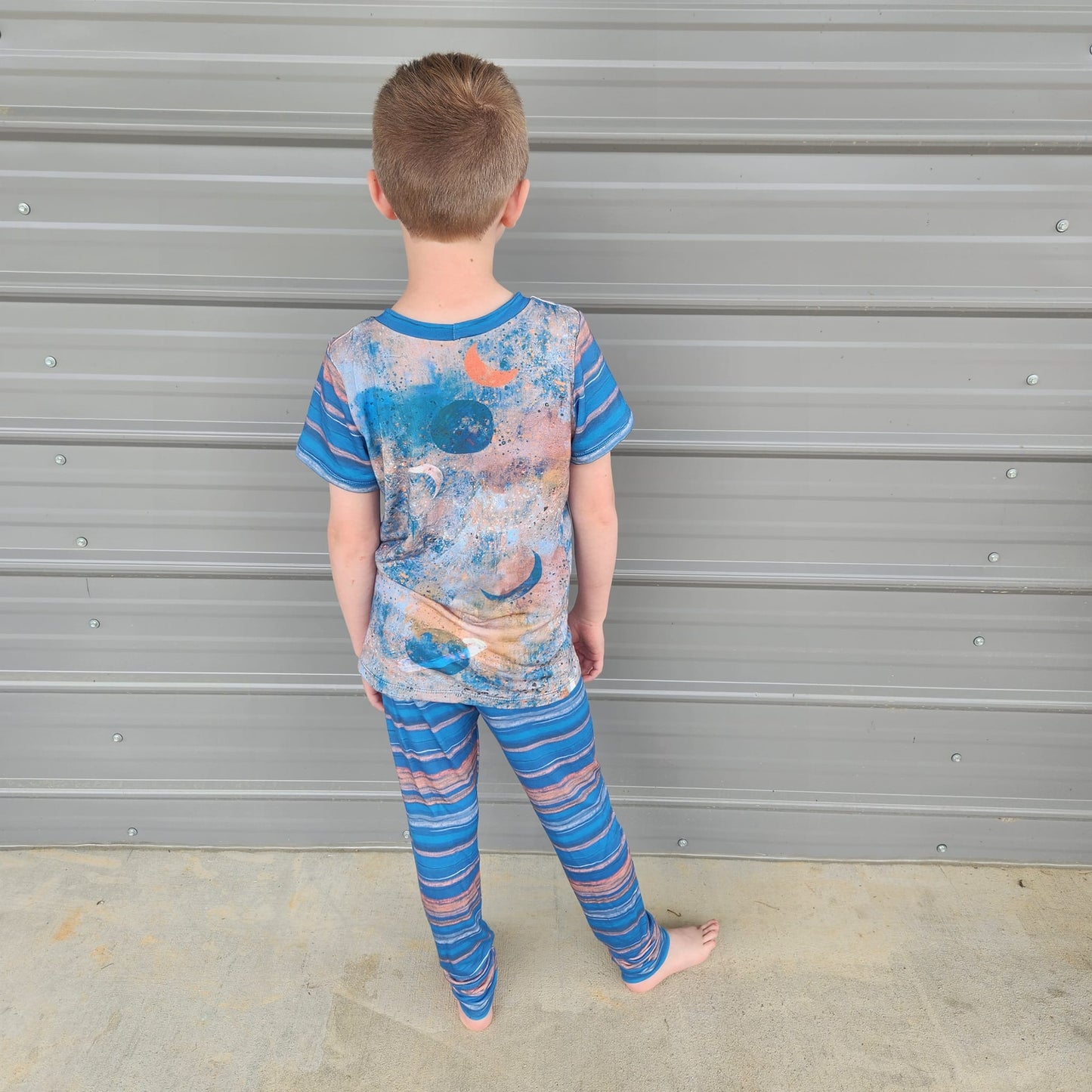 Watercolor Lines in Blue Fabric - WayMaker Fabrics