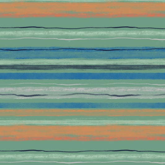 Watercolor Lines in Green Fabric - WayMaker Fabrics