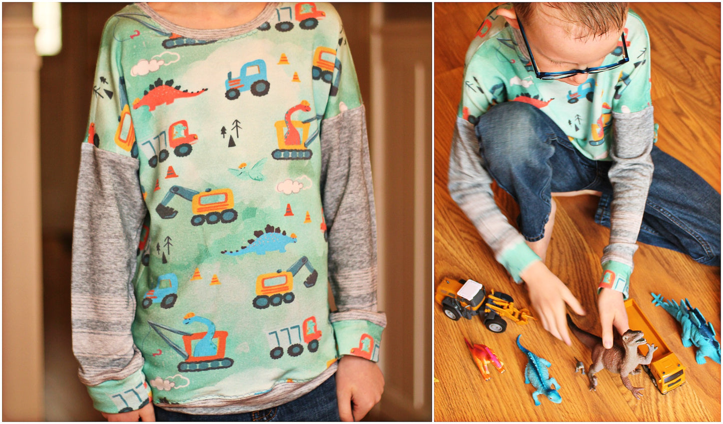Construct-O-Saurus Fabric in Green - WayMaker Fabrics