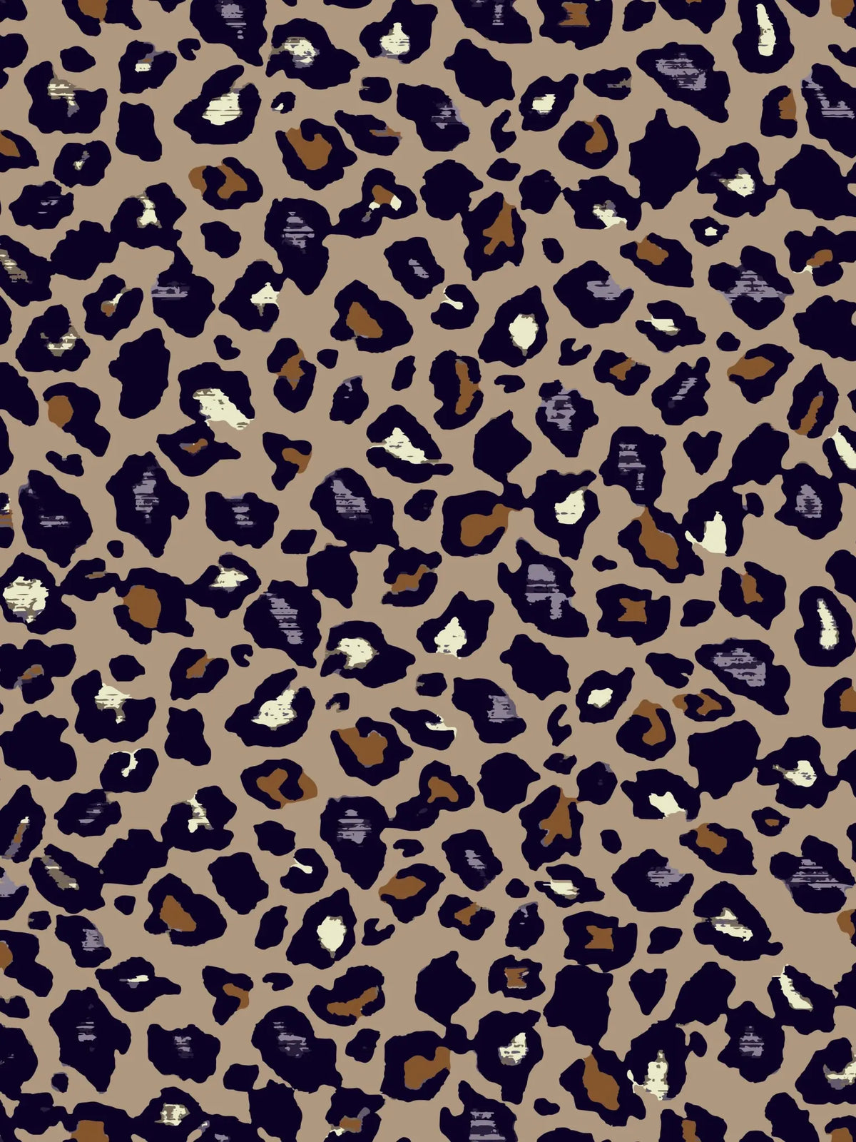 Autumn leopard print fabric with dark brown, light brown, and cream spots.