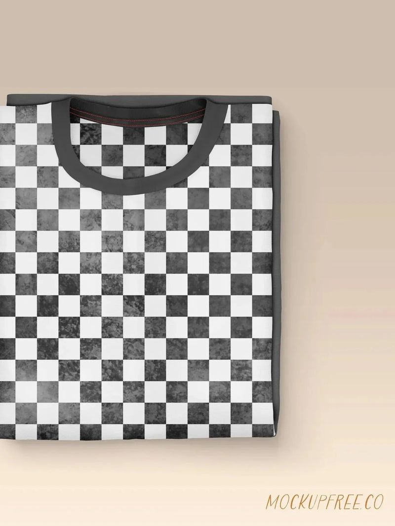 Grayscale checkered geometric fabric print by Rachel Getz Designs.