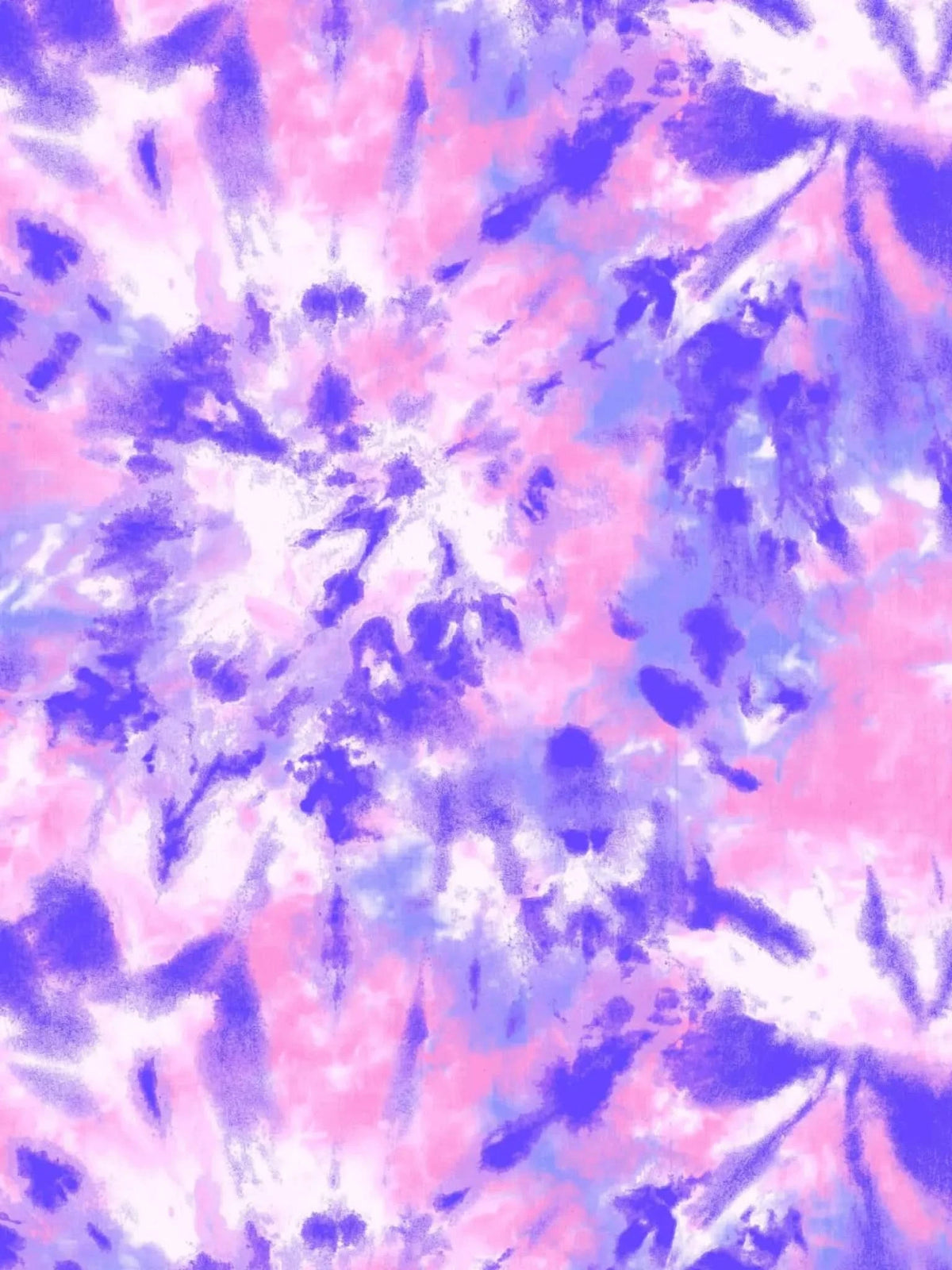 Bubblegum tie-dye fabric with swirls of pink, purple, and white.