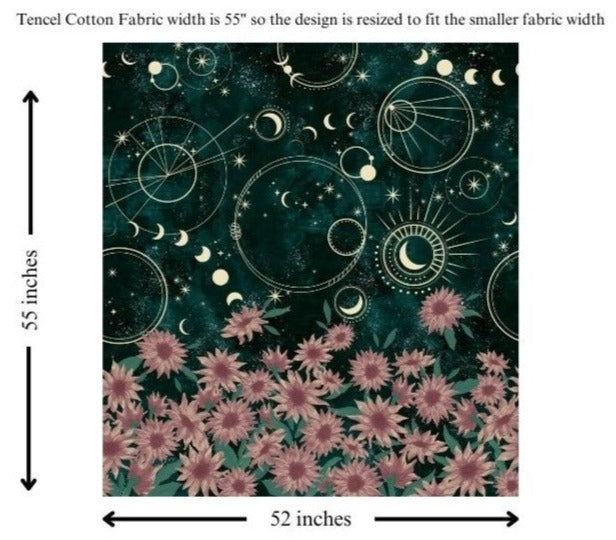 Celestial Sunflowers in Green- PANEL Fabric - WayMaker Fabrics