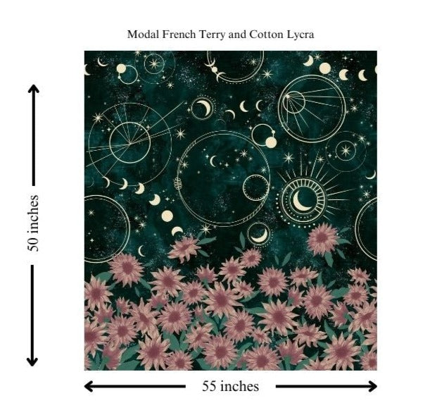 Celestial Sunflowers in Green- PANEL Fabric - WayMaker Fabrics