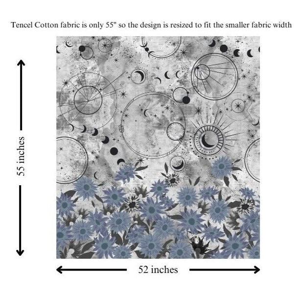 Celestial Sunflowers in Silver- PANEL Fabric - WayMaker Fabrics