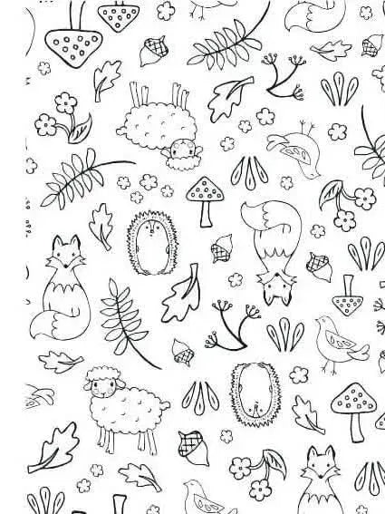Half-yard fabric panel with "Child of God" design and color-your-own woodland creatures outline.