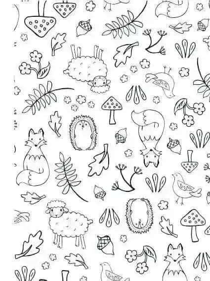 Half-yard fabric panel with "Child of God" design and color-your-own woodland creatures outline.