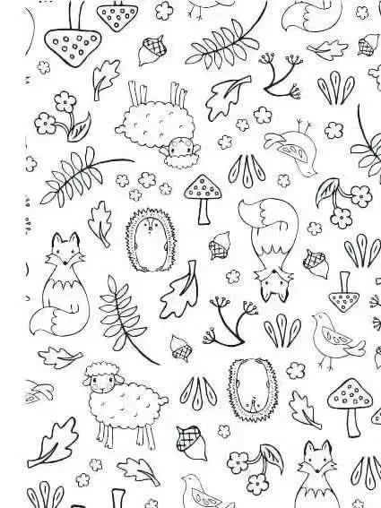 Half-yard fabric panel with "Child of God" design and color-your-own woodland creatures outline.