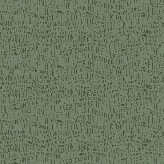 Consider the Lilies in Green Fabric Fabric - WayMaker Fabrics