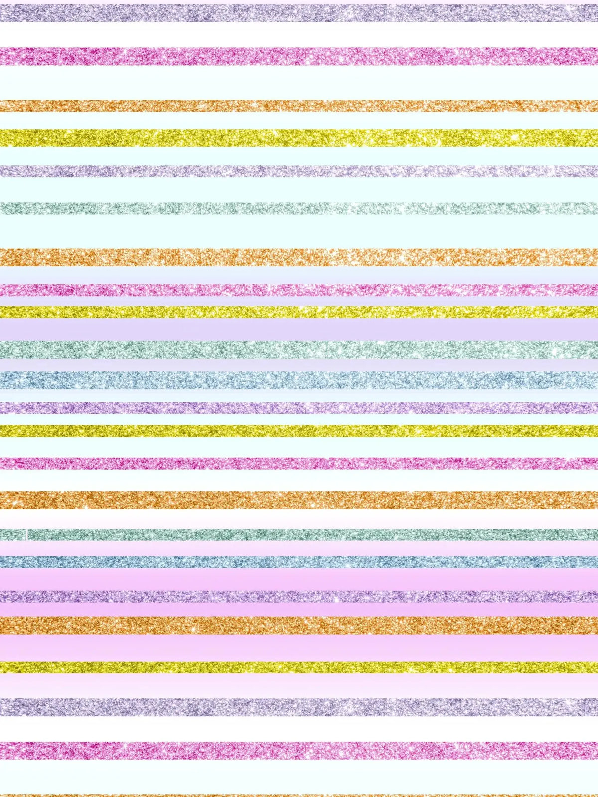 Cotton candy striped fabric with glittery horizontal lines in various pastel colors.