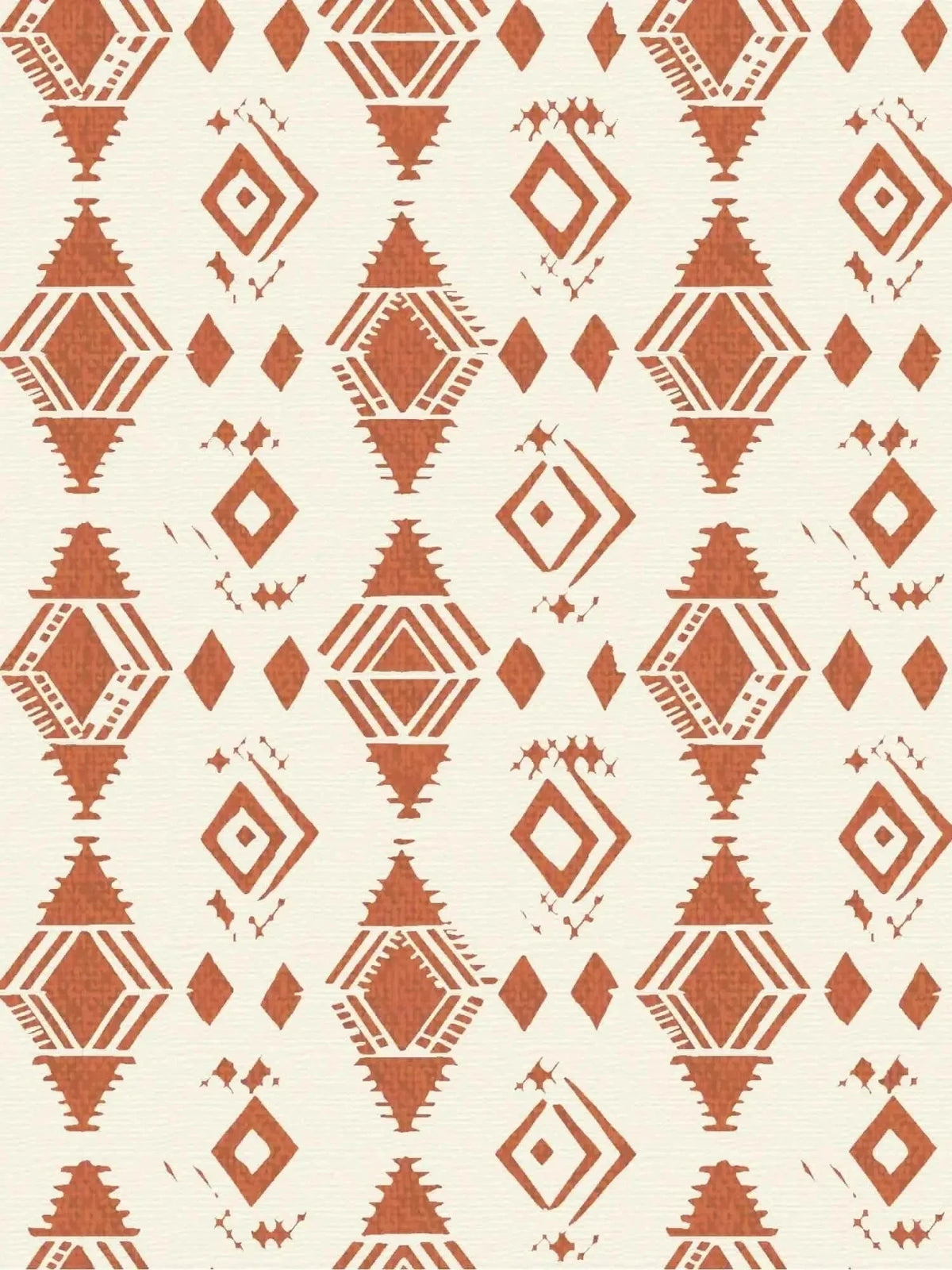 Southwestern print fabric with terracotta diamond patterns on cream background.