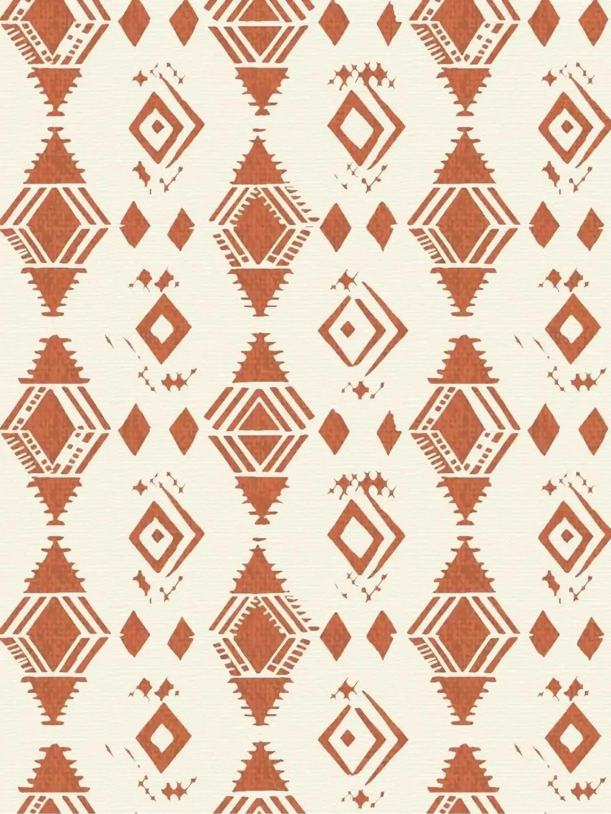 Southwestern print fabric with terracotta diamond patterns on cream background.