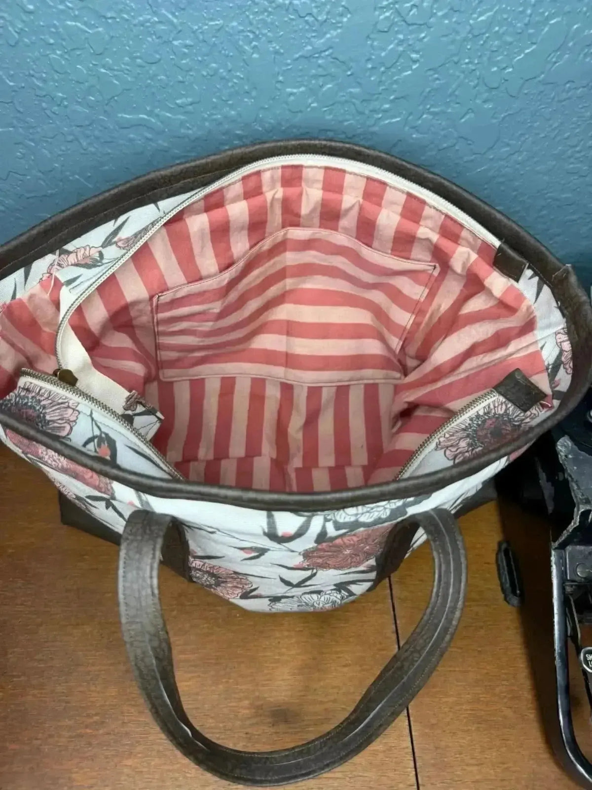 Earthen Path striped fabric in neutral warm tones with subtle patterns.