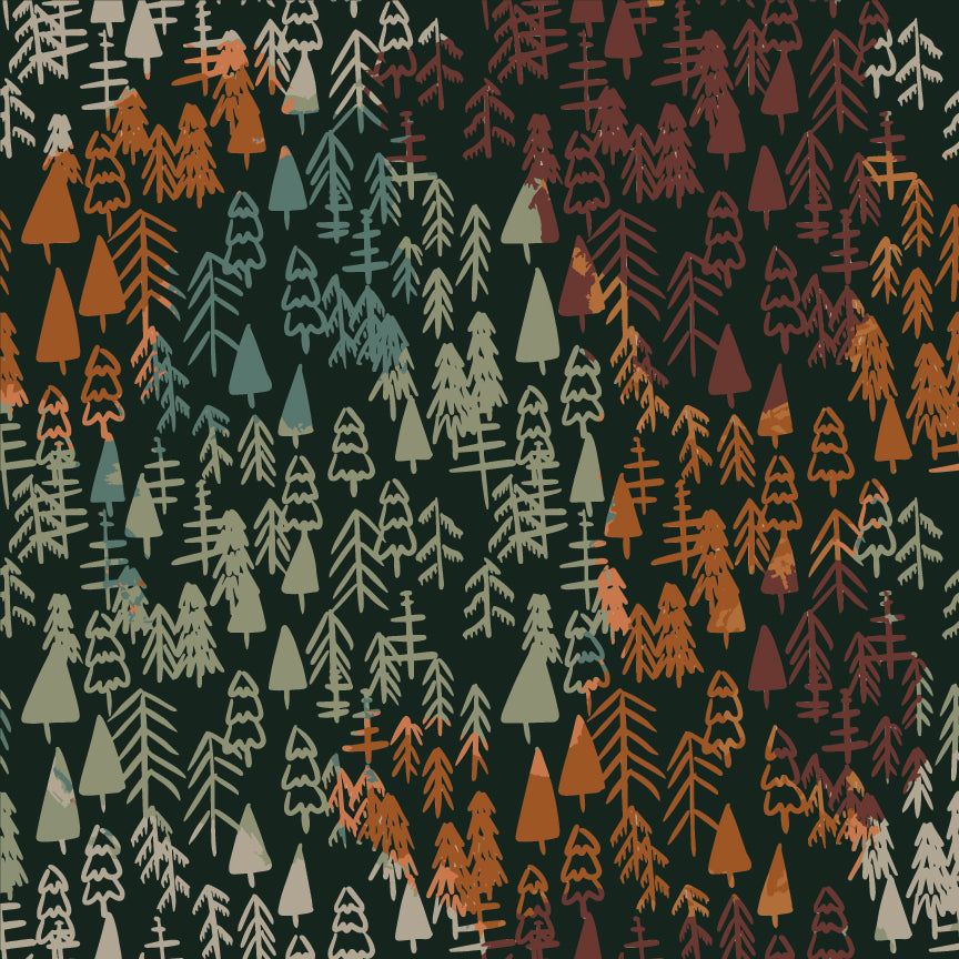 Dark Fall Trees Fabric - WayMaker Fabrics