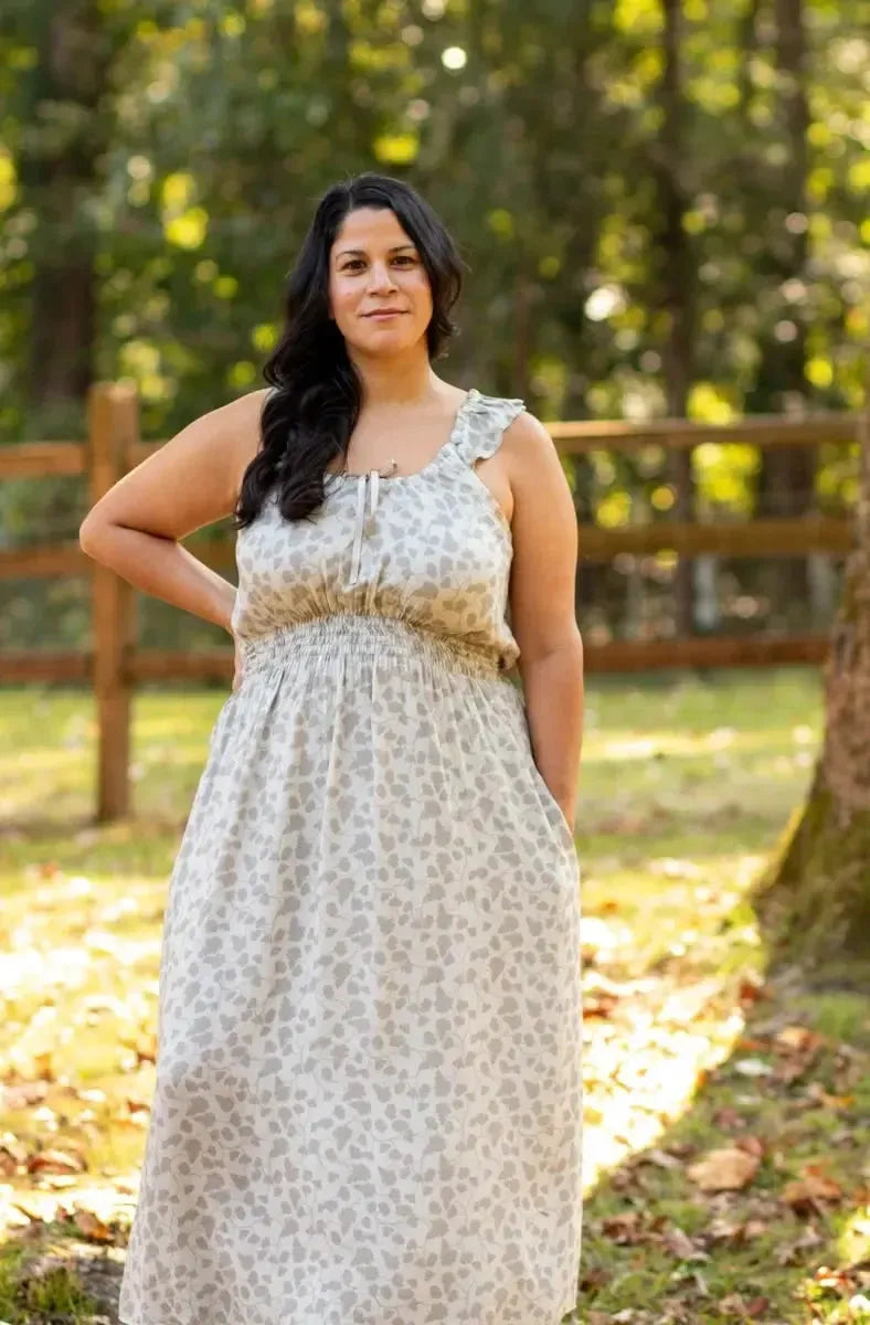 Green leaf print fabric swatch from WayMaker Fabrics First Light collection.