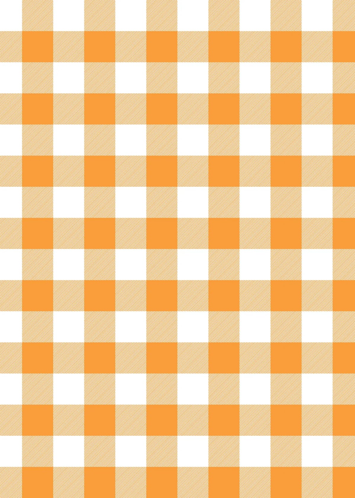 Orange and white gingham pattern with diagonal lines on the orange squares.