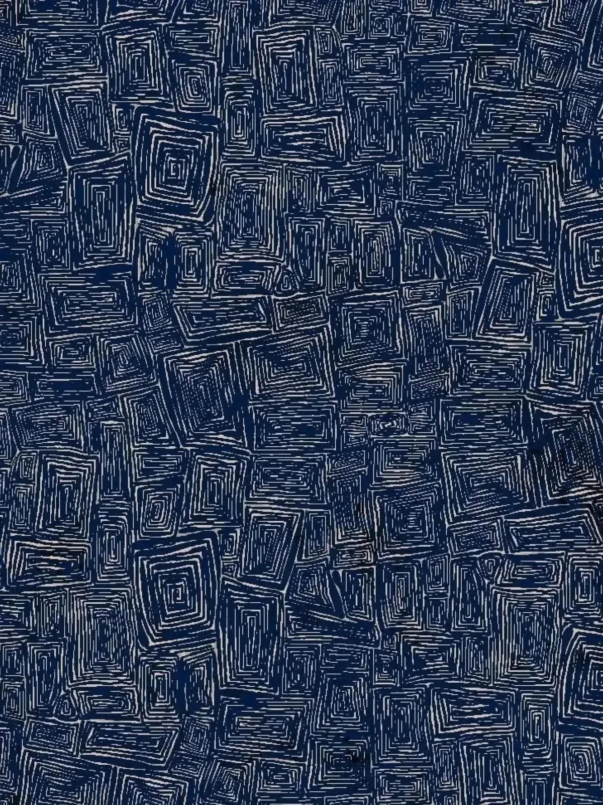 Blue modal jersey fabric with white geometric square pattern.