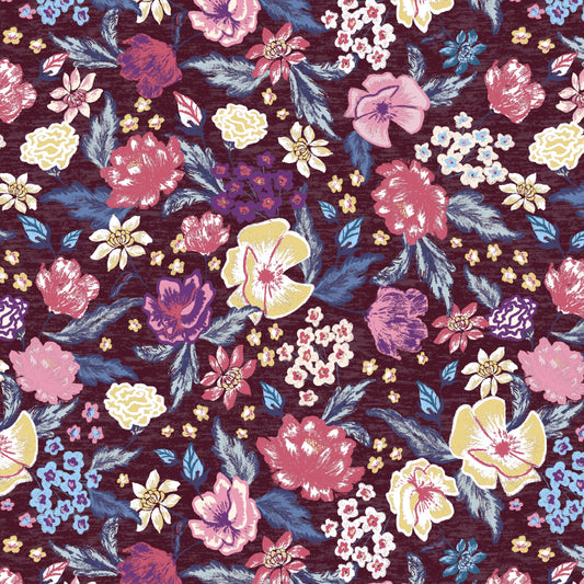 Maroon Flowers Fabric - WayMaker Fabrics