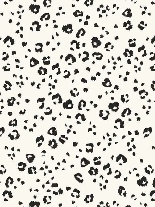 Fabric with a black and white leopard print pattern.