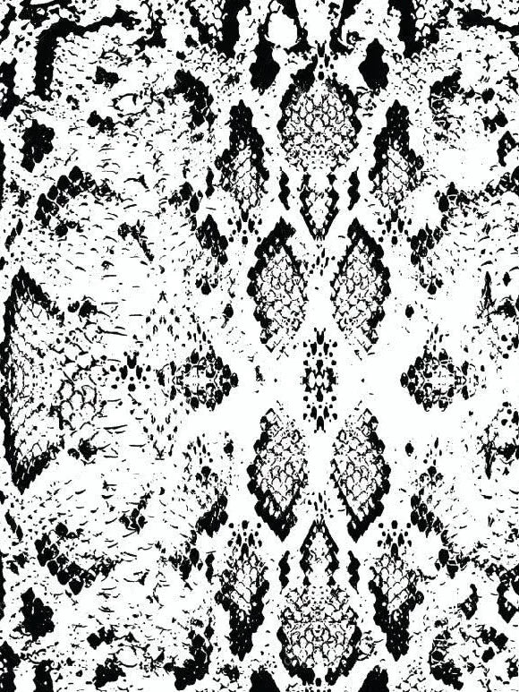 Black and white snakeskin pattern with symmetrical diamond shapes.