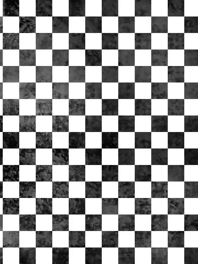 A black and white checkered fabric with a distressed, textured appearance.