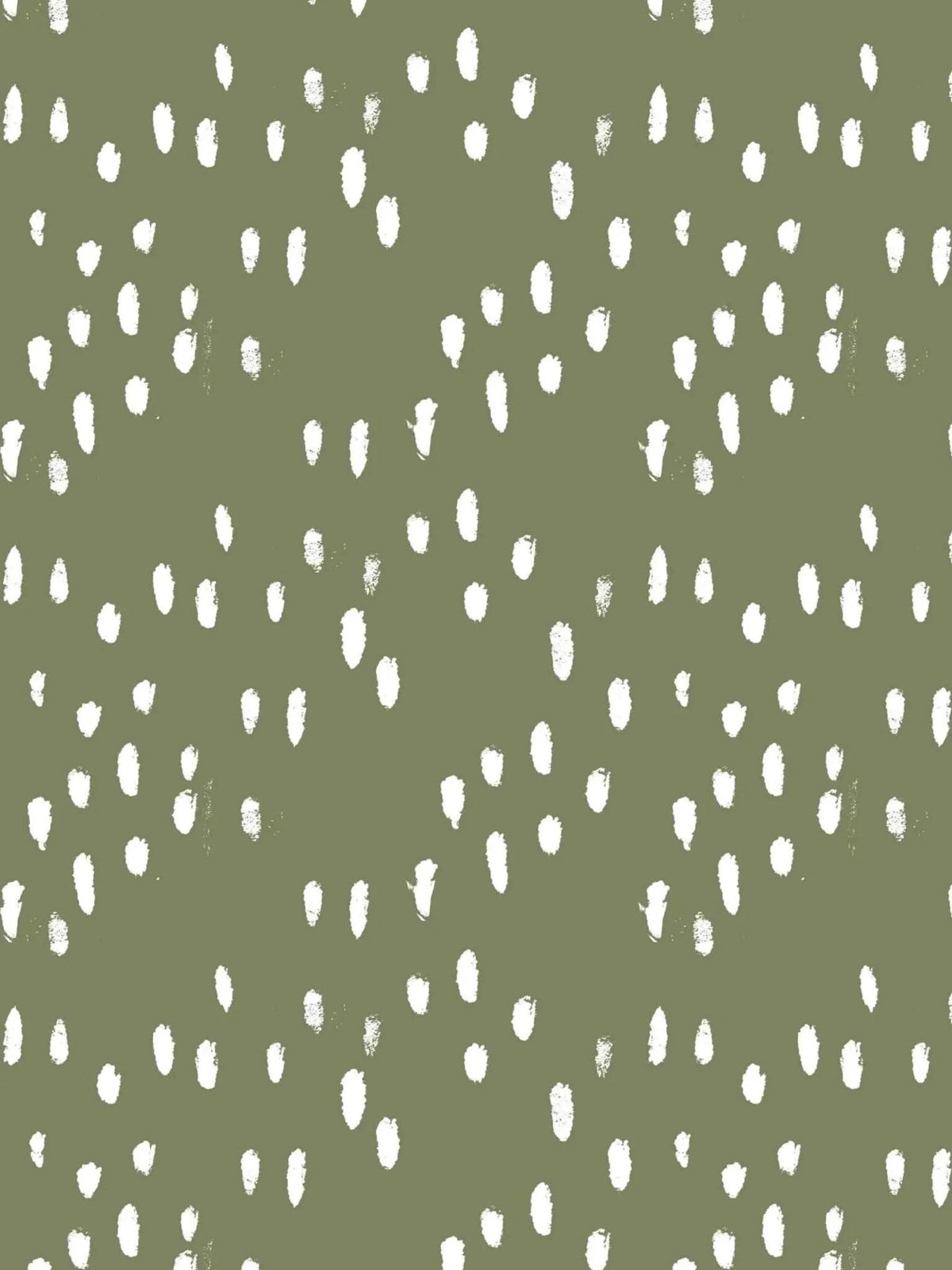 Olive green fabric with a pattern of scattered white brushstrokes.