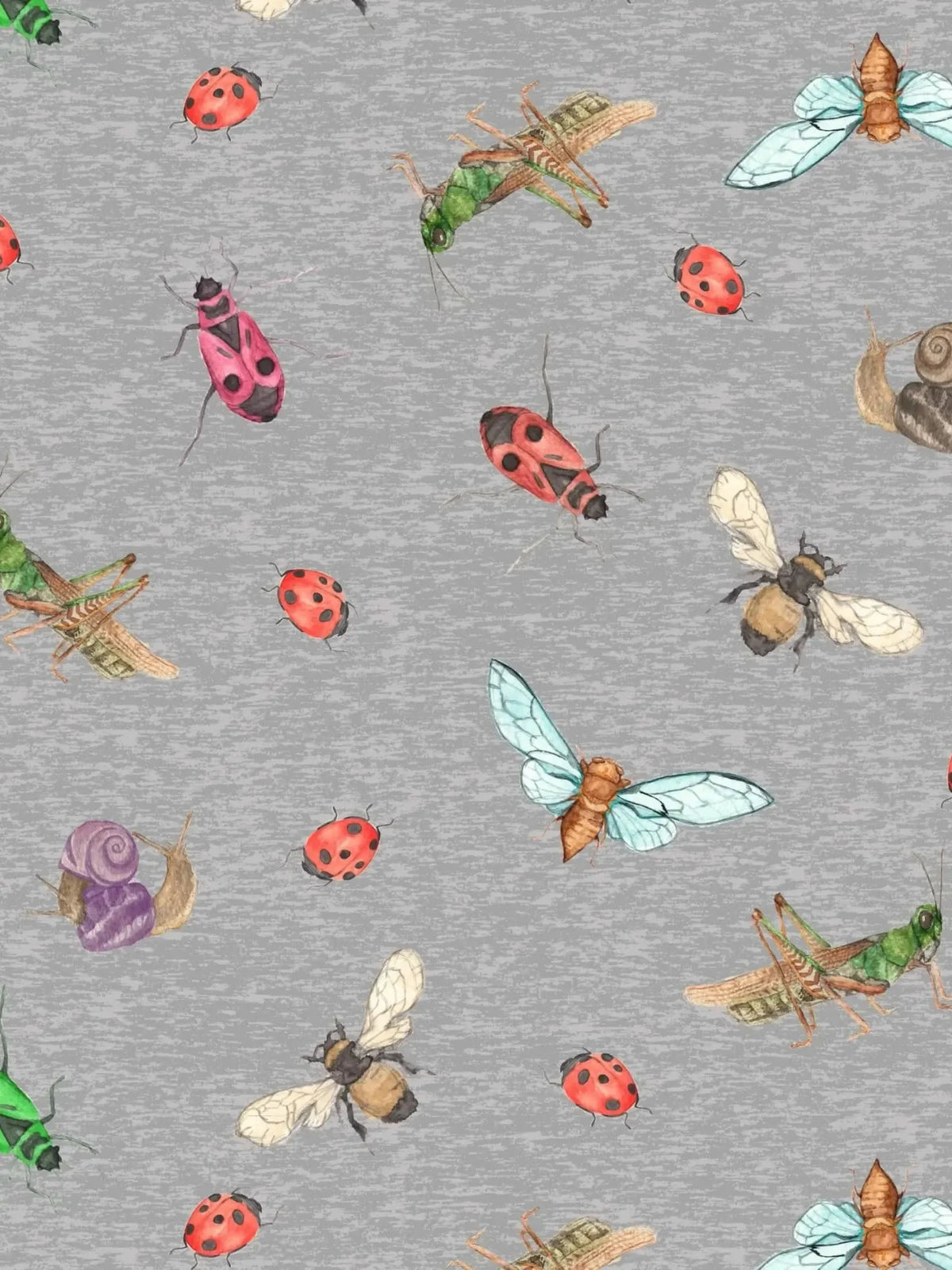 Bug Pattern Grey Bugs Fabric Print - Cotton Lycra, Tencel & More – WayMaker Fabrics