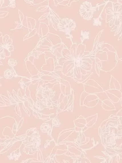 Light pink modal jersey fabric with white outline floral patterns.