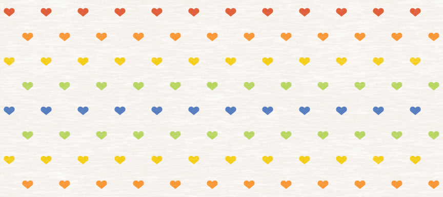 Rainbow Hearts in Cream