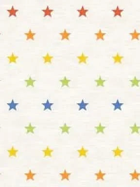 Cream fabric with rows of rainbow-colored stars.