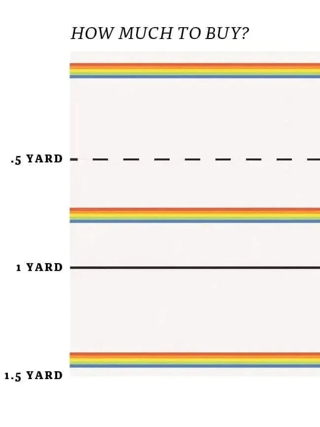 Rainbow Panel Cream Fabric by Rachel Getz Designs, shown in 0.5, 1, and 1.5 yard lengths.