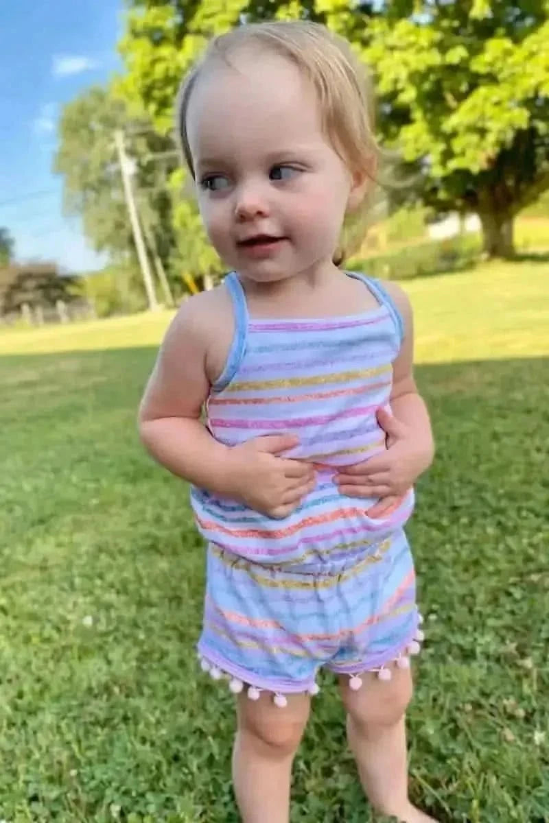 Cotton Candy Stripe Pattern Fabric with pink, blue, and orange stripes.