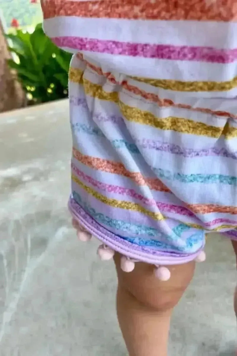 Cotton Candy Stripe Pattern Fabric with colorful crayon-like stripes.