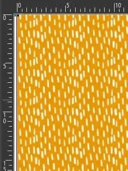 Dark yellow fabric with a pattern of small, scattered white dashes.