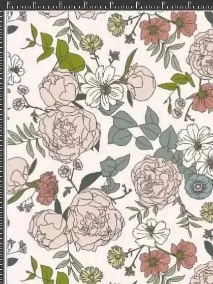 Light blue pastel floral fabric with Japanese-inspired peonies and leaves.