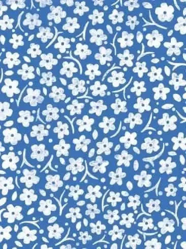 Blue fabric with scattered white floral pattern from WayMaker Fabrics.