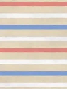 Fabric with horizontal stripes in beige, white, red, and blue.