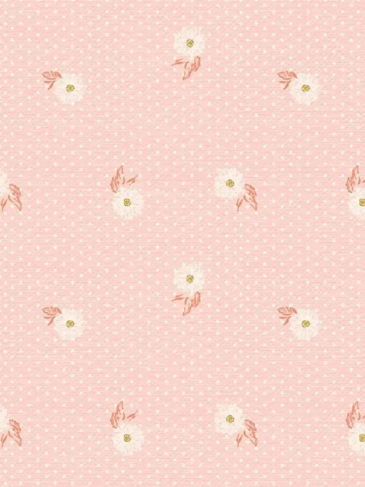 Pink athletic knit fabric with scattered white daisy prints.