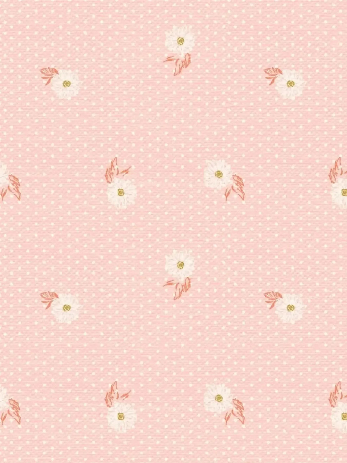 Pink athletic knit fabric with scattered white daisy prints.