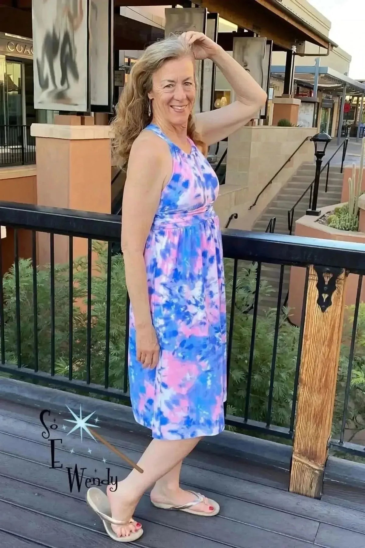 Vibrant pink and blue tie-dye fabric swatch in bubblegum print.