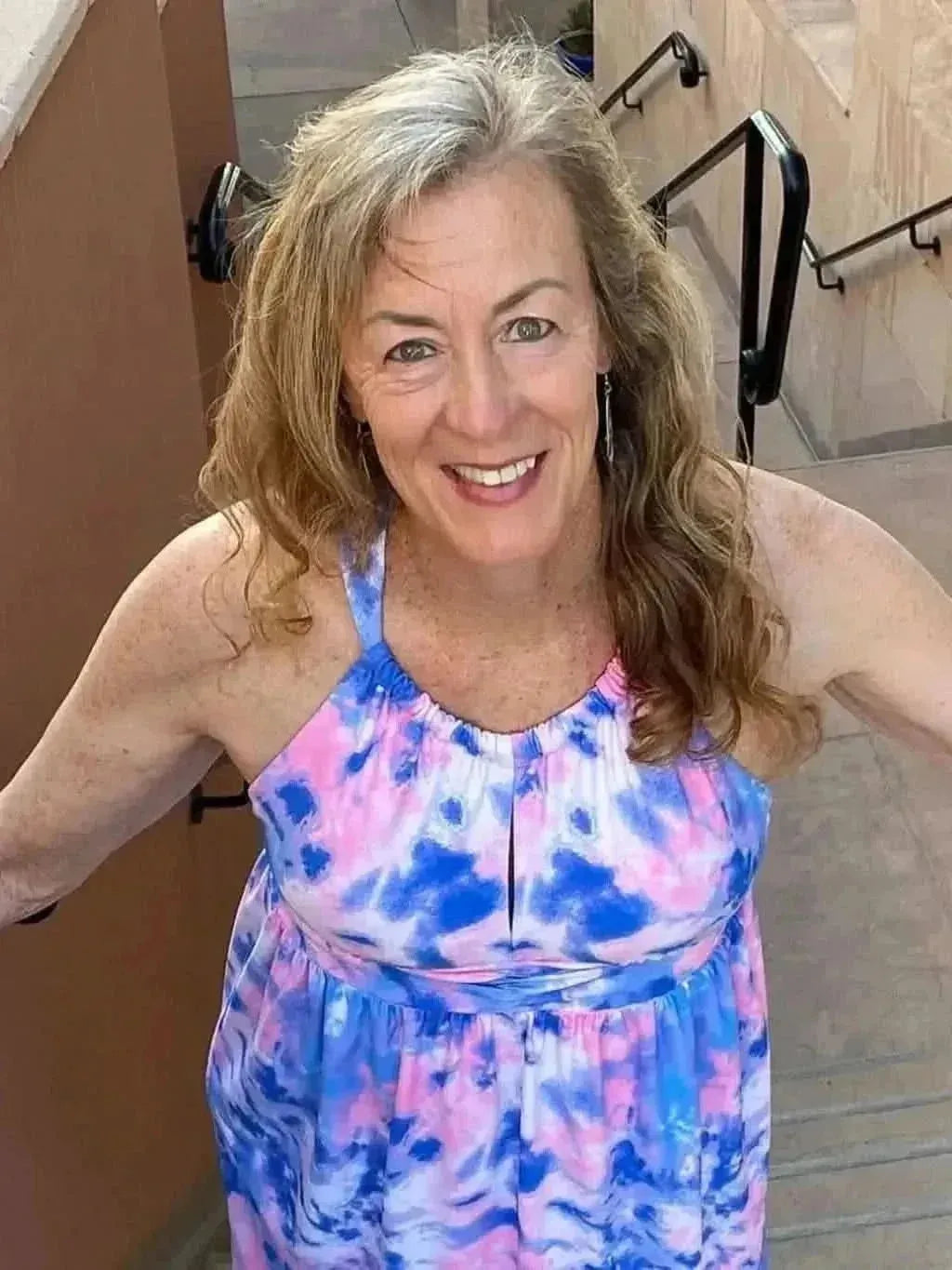 Vibrant pink and blue tie-dye fabric with bubblegum pattern.