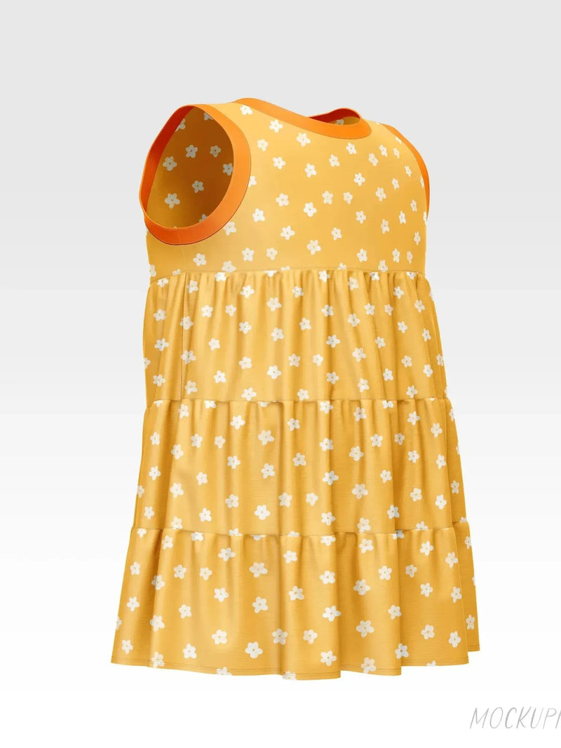 Orange fabric with white floral pattern and spread-out design by Rachel Getz Designs.